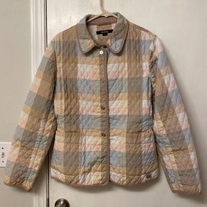 Leony Women’s Jacket  Blue  Beige Plaid Quilted Blazer Co